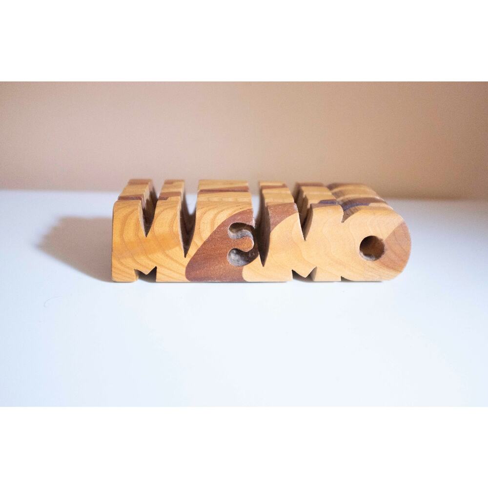 Vintage Wooden Memo Holder, Whimsical Desk Accessory